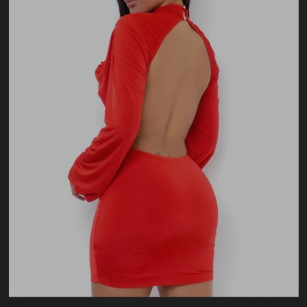 Red Hot Open Back Mini Dress